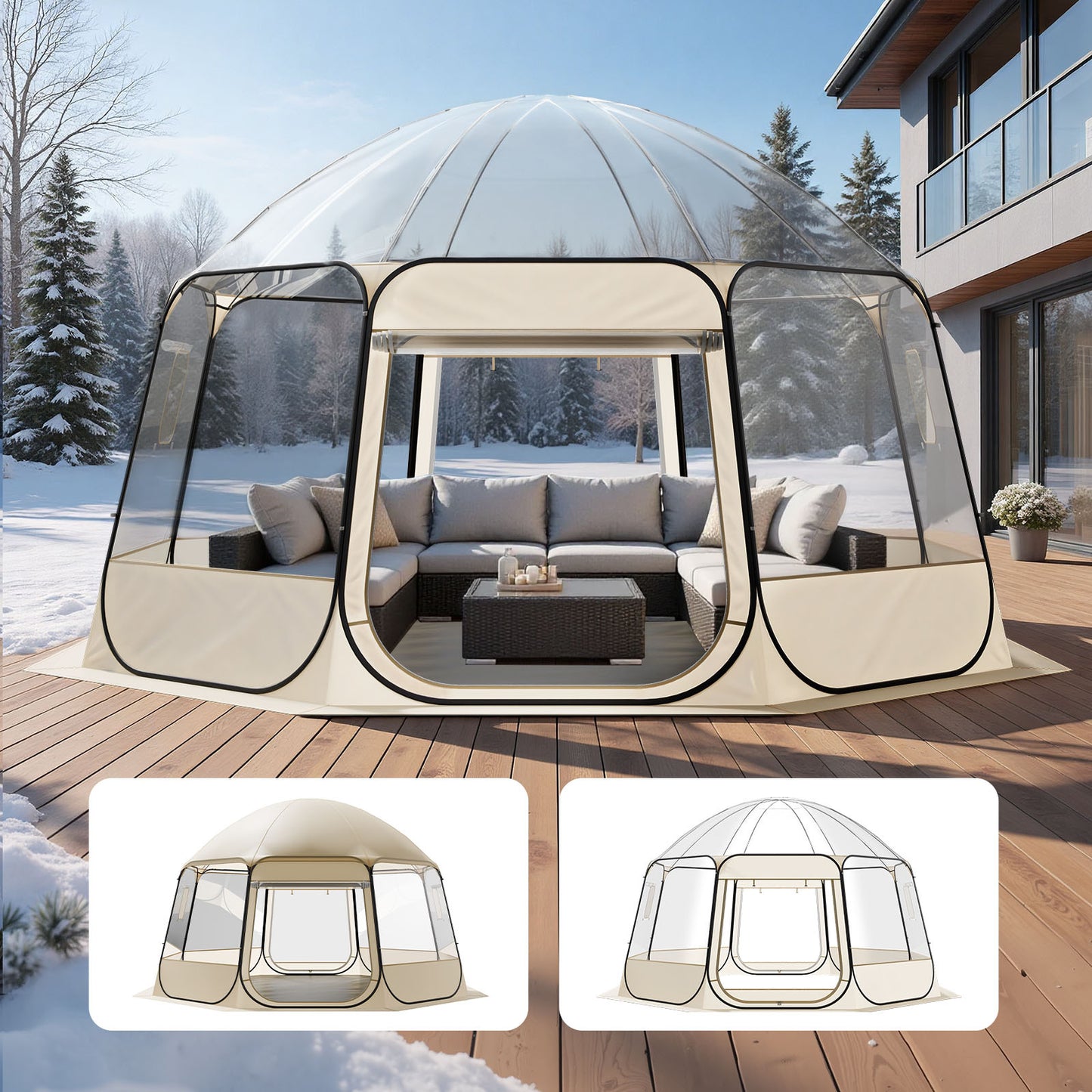 Pop Up Bubble Tent Clear Dome Tent 540° Panoramic Outdoor Shelter