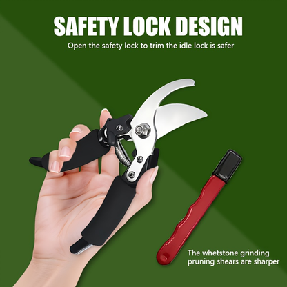 Stainless Steel Pruning Shears with Sharpening Stone, Ergonomic Comfort Grip Garden Scissors for Home Gardening, Flower Arranging & Plant Trimming – Long-Lasting Sharp Blades