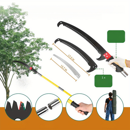 Extendable Pole Saw 26ft 2-in-1 Manual Tree Pruner – High Reach Branch Trimmer with Pruning Saw & Rope Cutter for Yard & Garden