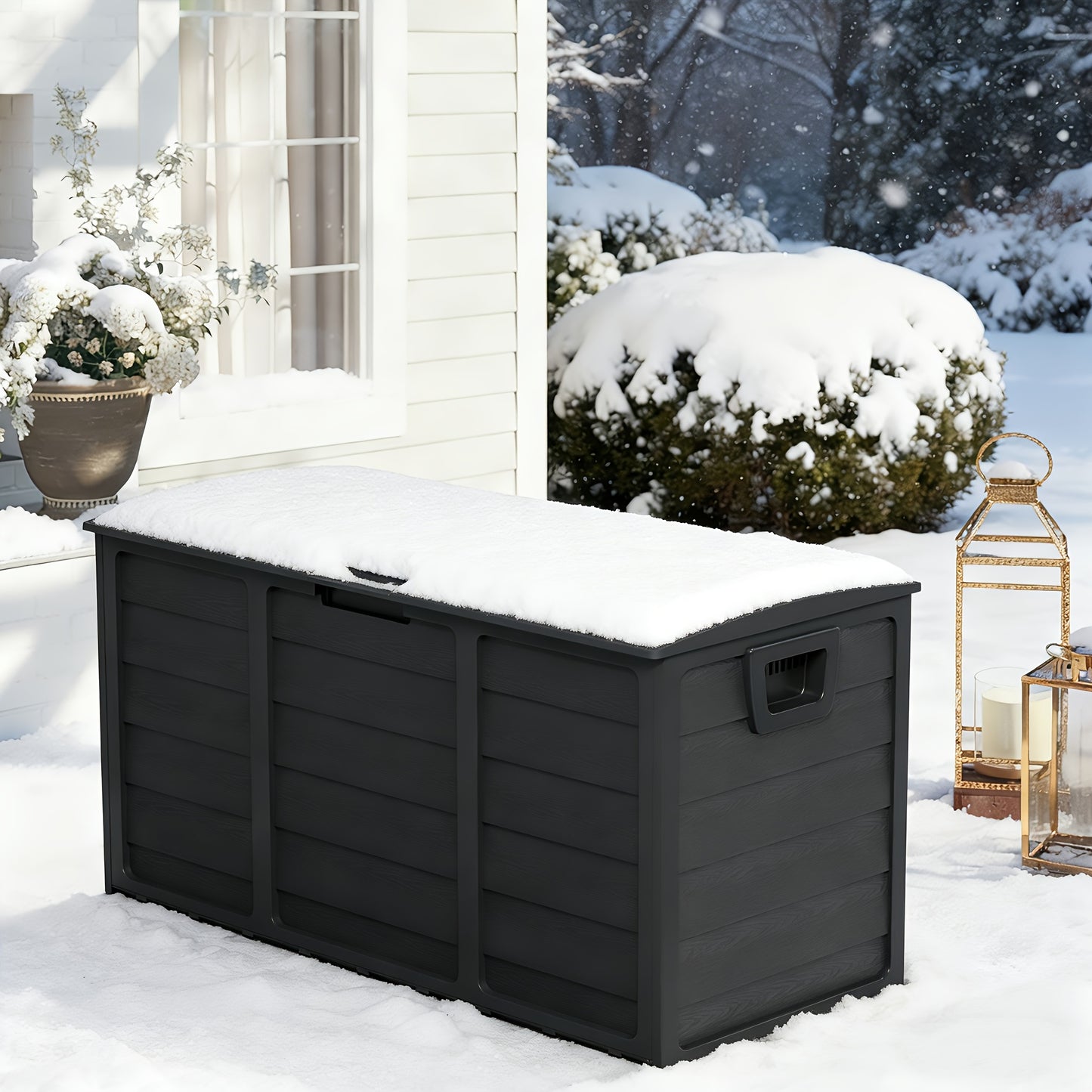 Outdoor Storage Box Resin with Handles | Deck Patio Pool Garden Home