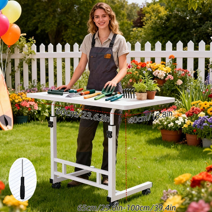 Garden Workbench | Adjustable Metal Potting Table Patio Outdoor Indoor
