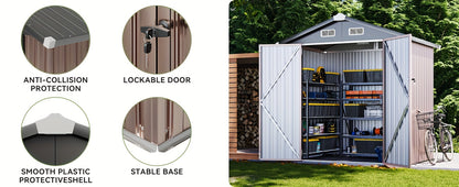 Metal Shed with Floor | Galvanized Steel Backyard Pool Bike Storage