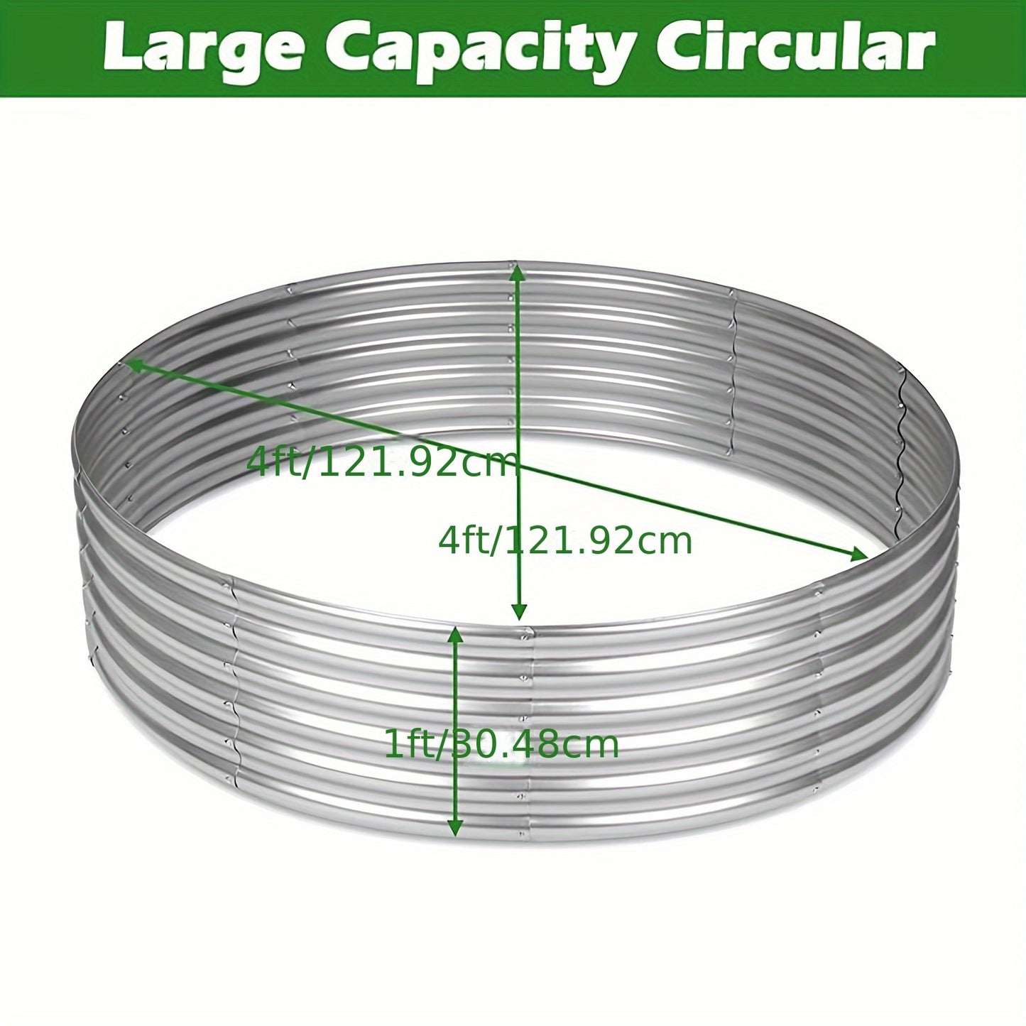 Galvanized Steel Fire Pit Ring Liner for Above Ground Wood Burning, Metal Firepit Insert for Backyard Camping Beach Park Outdoor Patio, 36/48/60 Inch