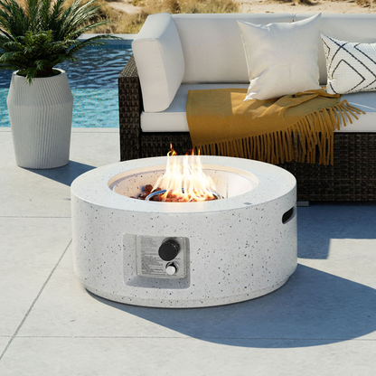 28" Outdoor Fire Pit Set with Rain Cover & Wind Guard – Terrazzo Colorful Metal Patio Heater for Garden, Deck & Backyard | Includes Lighter | Durable Metal Construction