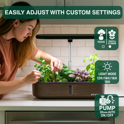 Hydroponic Garden Kit 14-Pod with LED Grow Light – Smart Timer, Quiet Pump & 1.32 Gal Tank, 75-Piece Indoor Herb Garden System for Vegetables, Flowers & Herbs, Plug & Play