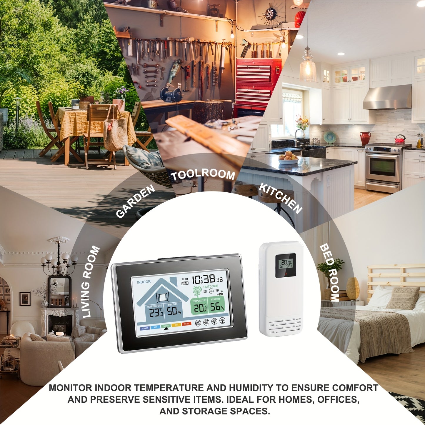 Indoor Outdoor Thermometer | Wireless Hygrometer Home Patio Greenhouse
