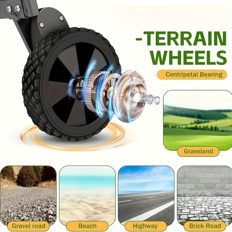 Folding Wagon Cart 360° All-Terrain Heavy Duty | Camping Beach Picnic Garden Sports Wagon with Cup Holder