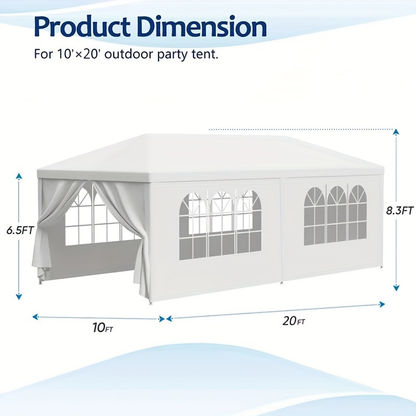 Party Tent 10x20 Outdoor Canopy Gazebo 6 Removable Sidewalls Wedding