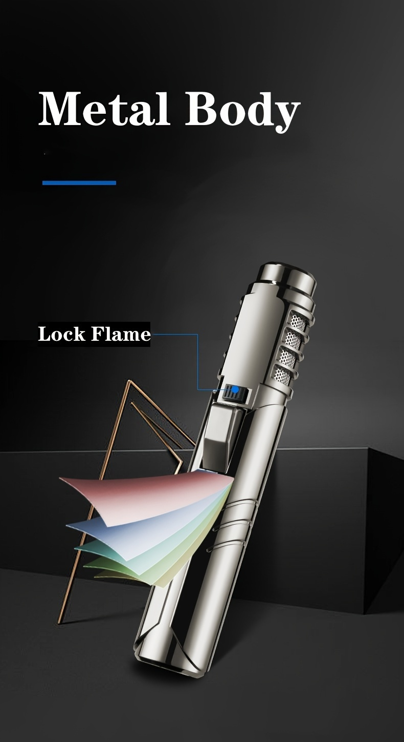 Blowtorch Jet Lighter 1800° Windproof, Zinc Alloy Butane Torch with Blue Flame for Welding, Outdoor Cooking, Camping & Cigar Lighting – Gift Box Included, Butane Not Included