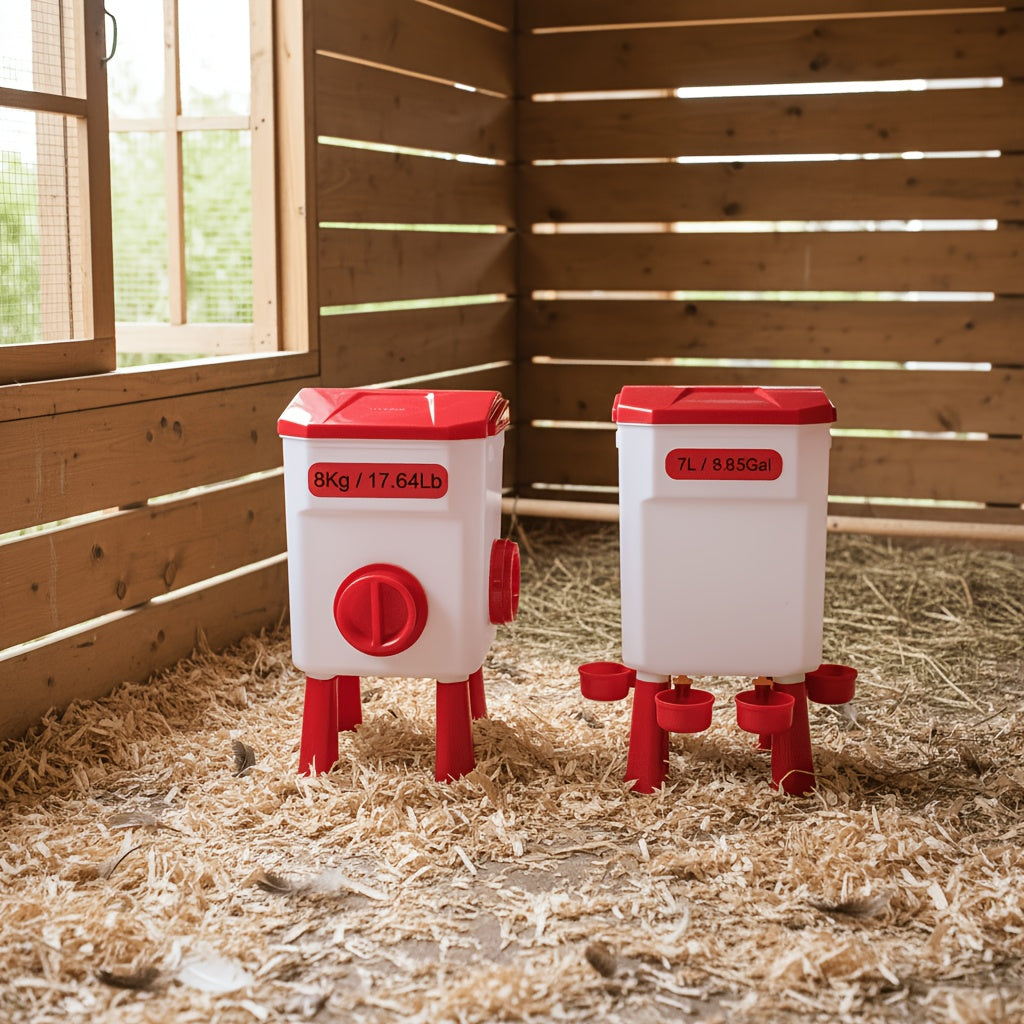 Automatic Chicken Waterer Float Ball 2 3 Gallon Feeder Combo Set