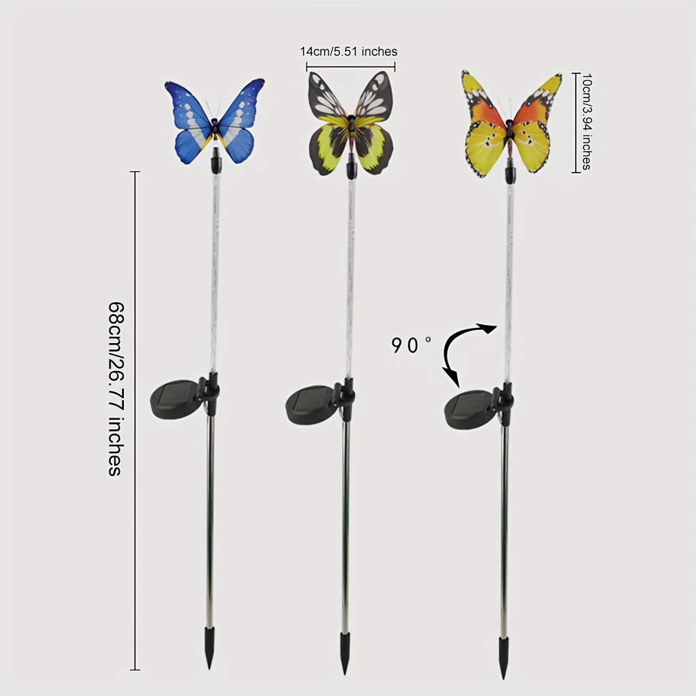 Solar Butterfly Garden Lights 6-Pack, Color Changing Waterproof