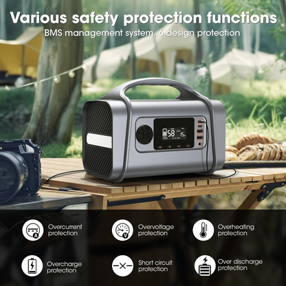 Solar Generator 296Wh Portable Power Station | 200W Output Peak 400W, 110V AC, 60W USB-C PD, LED Light, MPPT Solar Charging for Camping, RV, Travel, Home Backup