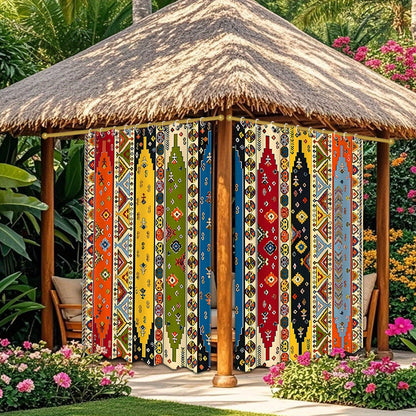 Outdoor Curtains Boho 2-Pack Sunshade Privacy Panels Artistic Pattern for Patio Porch Garden Courtyard Corridor Terrace Indoor Door Decor