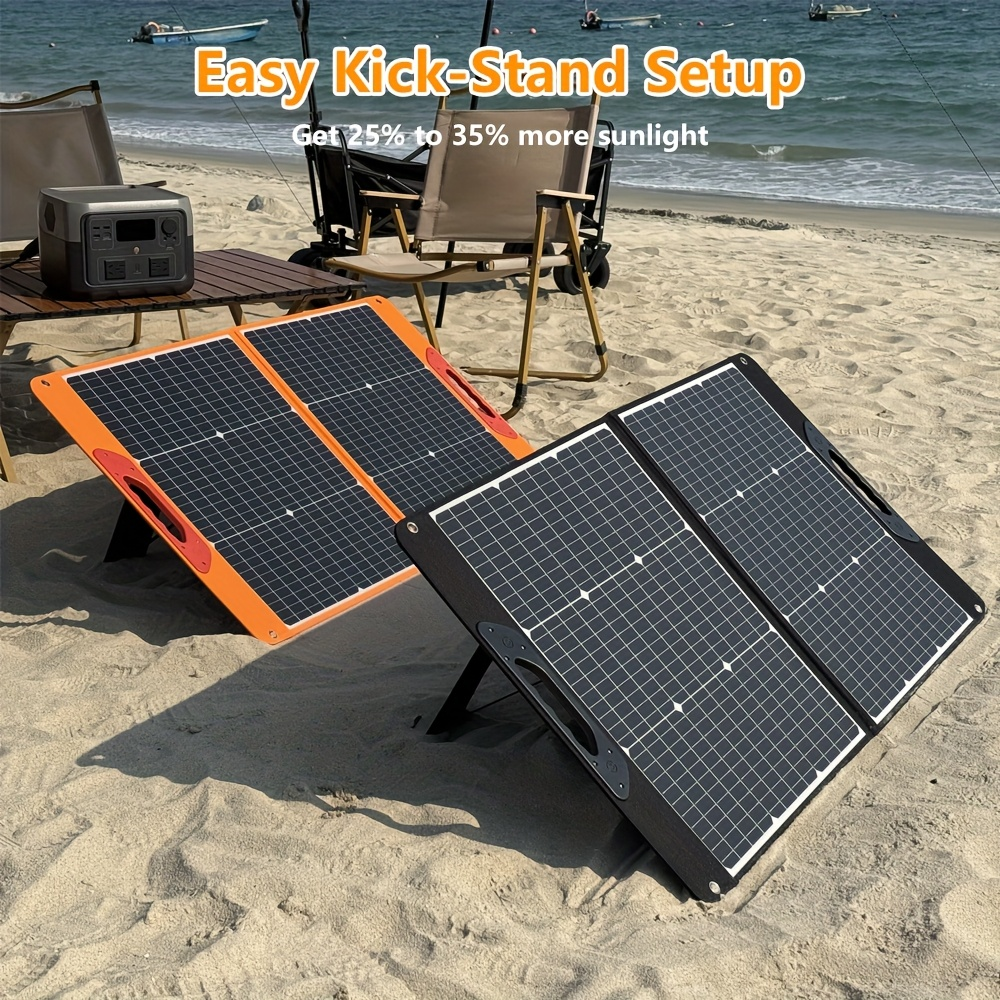 Foldable Solar Panel 200W 23.5% High Efficiency 20V Portable with 2 Brackets Solar Cable for Camping RV Power Station Off-Grid Emergency Power Outage