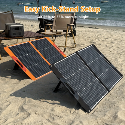 Foldable Solar Panel 200W 23.5% High Efficiency 20V Portable with 2 Brackets Solar Cable for Camping RV Power Station Off-Grid Emergency Power Outage