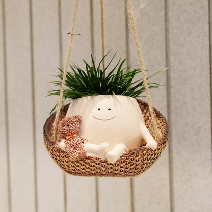 Cute Hanging Planters with Funny Face & Bear Design – Unique Decorative Flower Pots for Indoor Plants, Home, Office & Garden – Fun Plant Gift for Mom