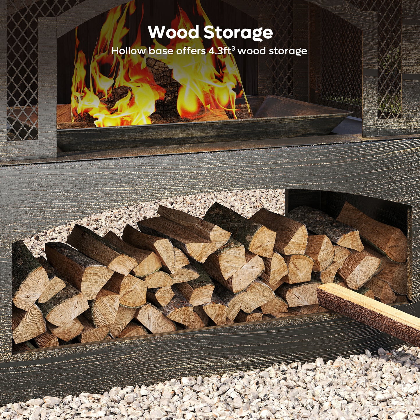 Outdoor Fireplace | Wood Burning Metal Patio Garden Deck Backyard