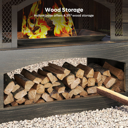 Outdoor Fireplace | Wood Burning Metal Patio Garden Deck Backyard