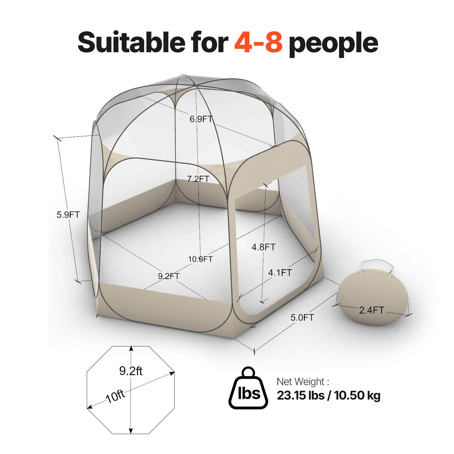 Pop Up Bubble Tent Clear Dome Tent 540° Panoramic Outdoor Shelter