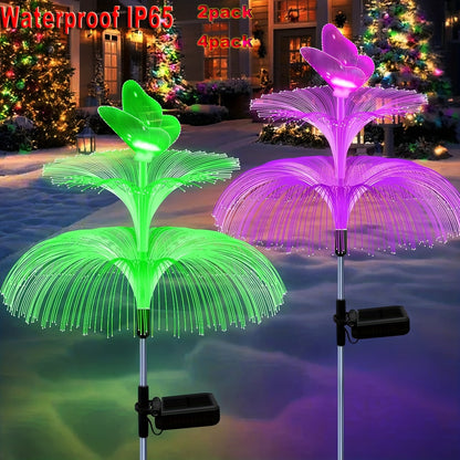 Solar Jellyfish Butterfly Garden Lights 4-Pack Color Changing