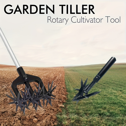Grass Scarifier & Rotary Tiller Soil Loosening Tool - Manual Garden Aerator for Lawn Scarifying, Soil Turning, Thatch Removal & Land Aeration in Backyard, Garden Beds & Grassland