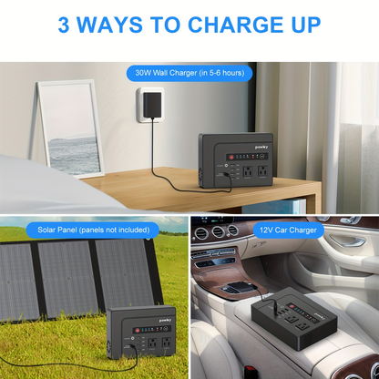 Solar Generator 146Wh 200W Portable Power Station - 39600mAh, 2×AC 110V Outlets, DC Port, 4 USB Ports, Hard Carrying Case, Solar Charging for CPAP, Camping, RV, Road Trip, Home Emergency