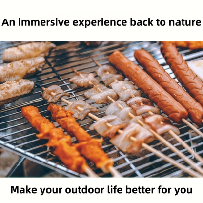 Charcoal Grill Portable Folding BBQ Fire Pit Hexagonal Camping Stove Open Grid Even Heat Backyard Picnic Beach Tailgating Outdoor Cooking Compact Easy Assembly