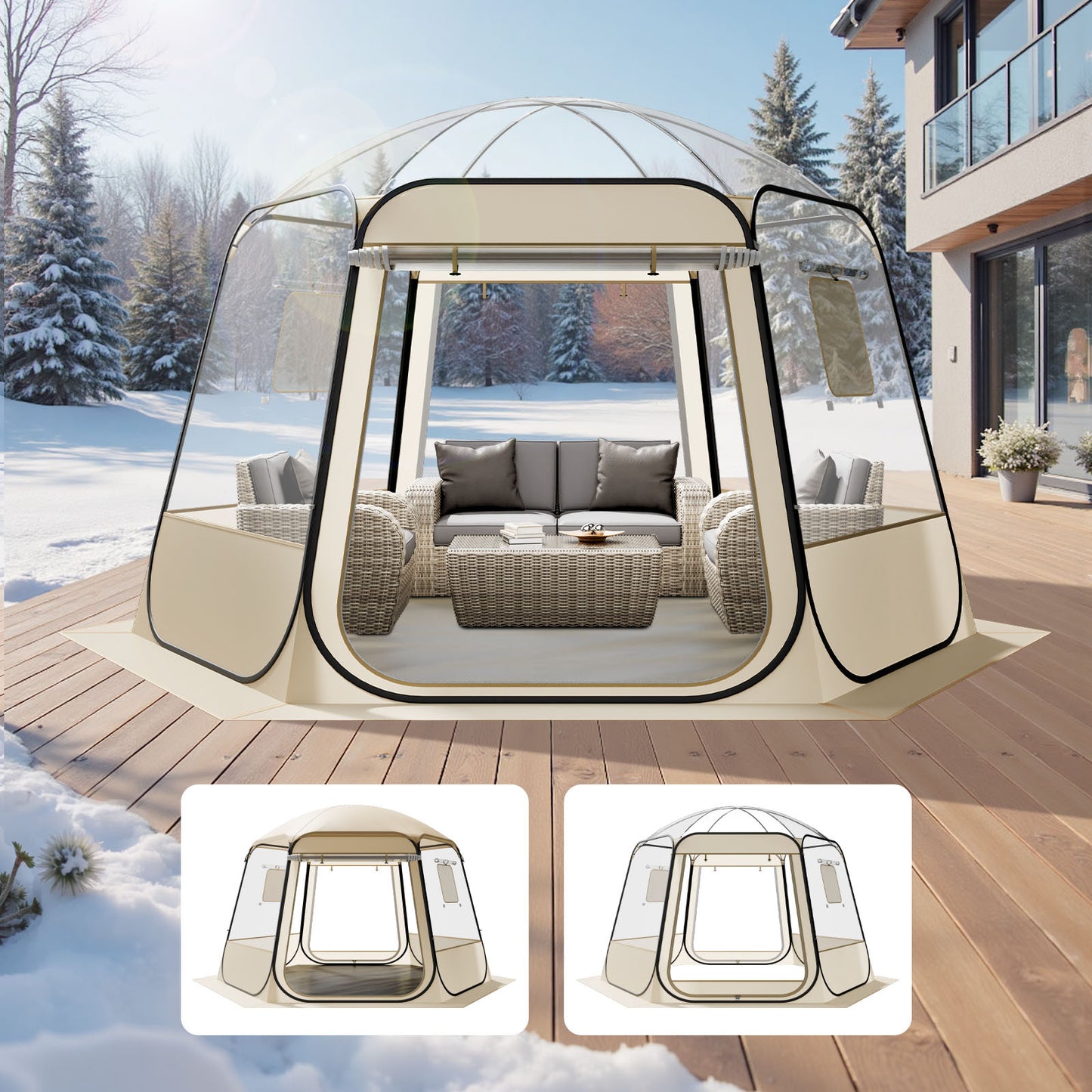 Pop Up Bubble Tent Clear Dome Tent 540° Panoramic Outdoor Shelter