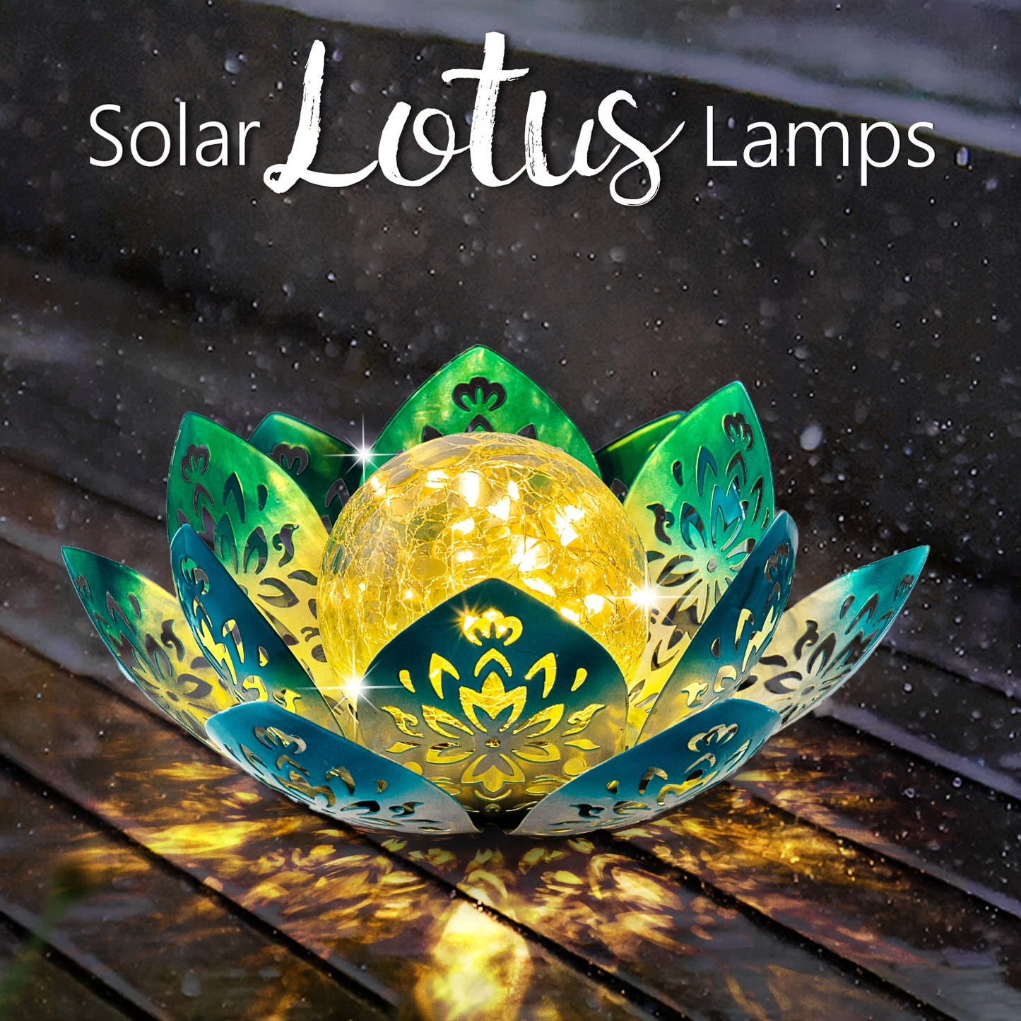 Solar Garden Light Lotus Flower LED Step Light Outdoor Cracked Glass Ball IPX4 Waterproof Lawn Yard Pathway Staircase Corridor Decor – Azure Blue Purple Gray