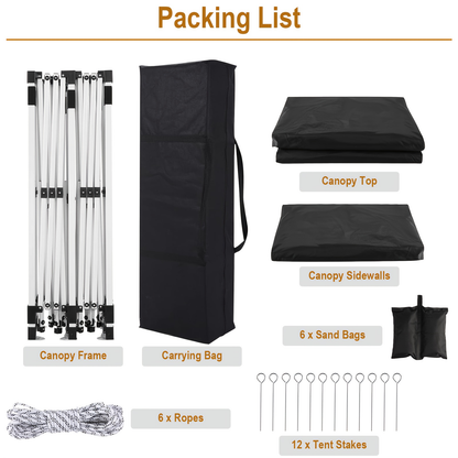 Party Tent 10x20ft 6 Sidewalls Heavy-Duty Commercial Waterproof Canopy