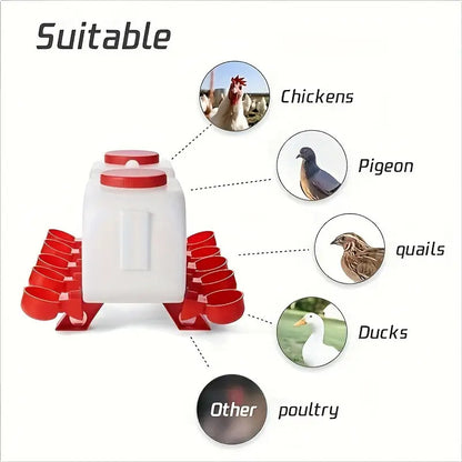 Chicken Waterer | Automatic 10 Cup Dual Row Stand Chick Duck Quail