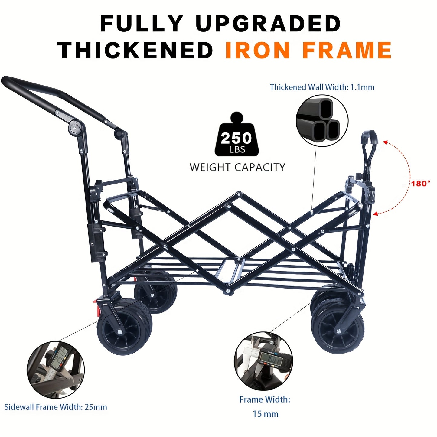 Folding Wagon Cart Heavy Duty | All Terrain Beach Camping Garden Canopy