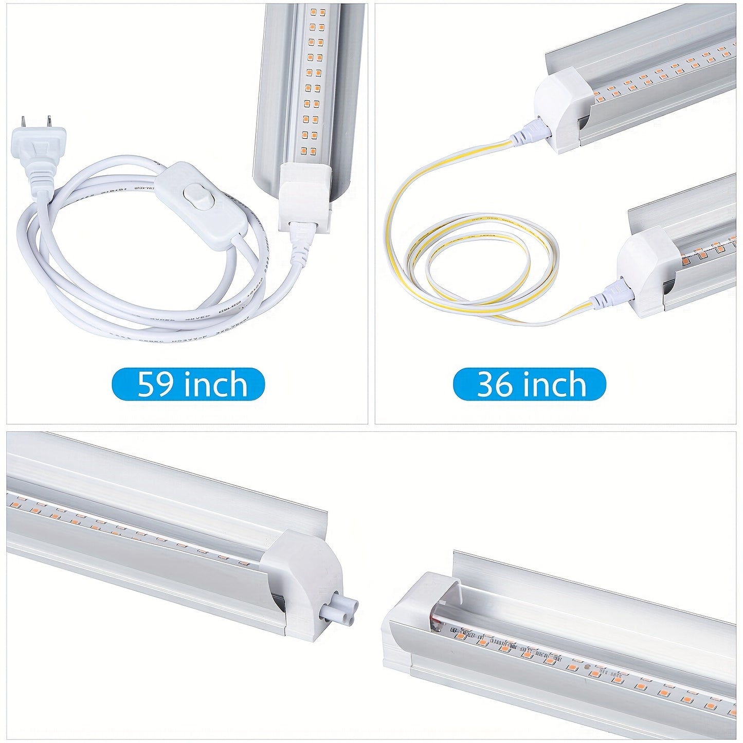 T8 Grow Light Strips 4ft 6-Pack Full Spectrum 270W | Pink White Spectrum LED 1620W Equivalent | Indoor Plants Greenhouse Seedling Veg Bloom Shelf