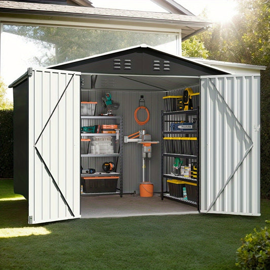 Outdoor Storage Shed | Metal Lockable Backyard Patio Garden Garage