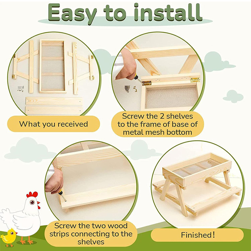 Wooden Chicken Feeder Trough Poultry Dining Table No Waste Farm