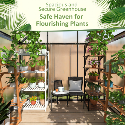 Polycarbonate Greenhouse Walk-In Aluminum Frame 720g PC Panels, 90% UV Protection, 5-Speed Roof Vents & Lockable Door for Backyard Year-Round Gardening, Multiple Sizes