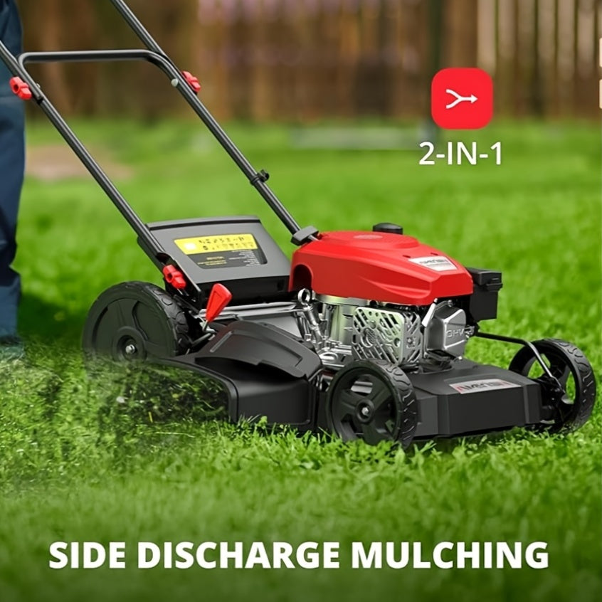 Gas Lawn Mower 21-Inch 144cc/170cc Push & Self-Propelled 2-in-1/3-in-1 Mulching, 6-Position Height Adjustment, High Rear Wheels, Foldable Handle