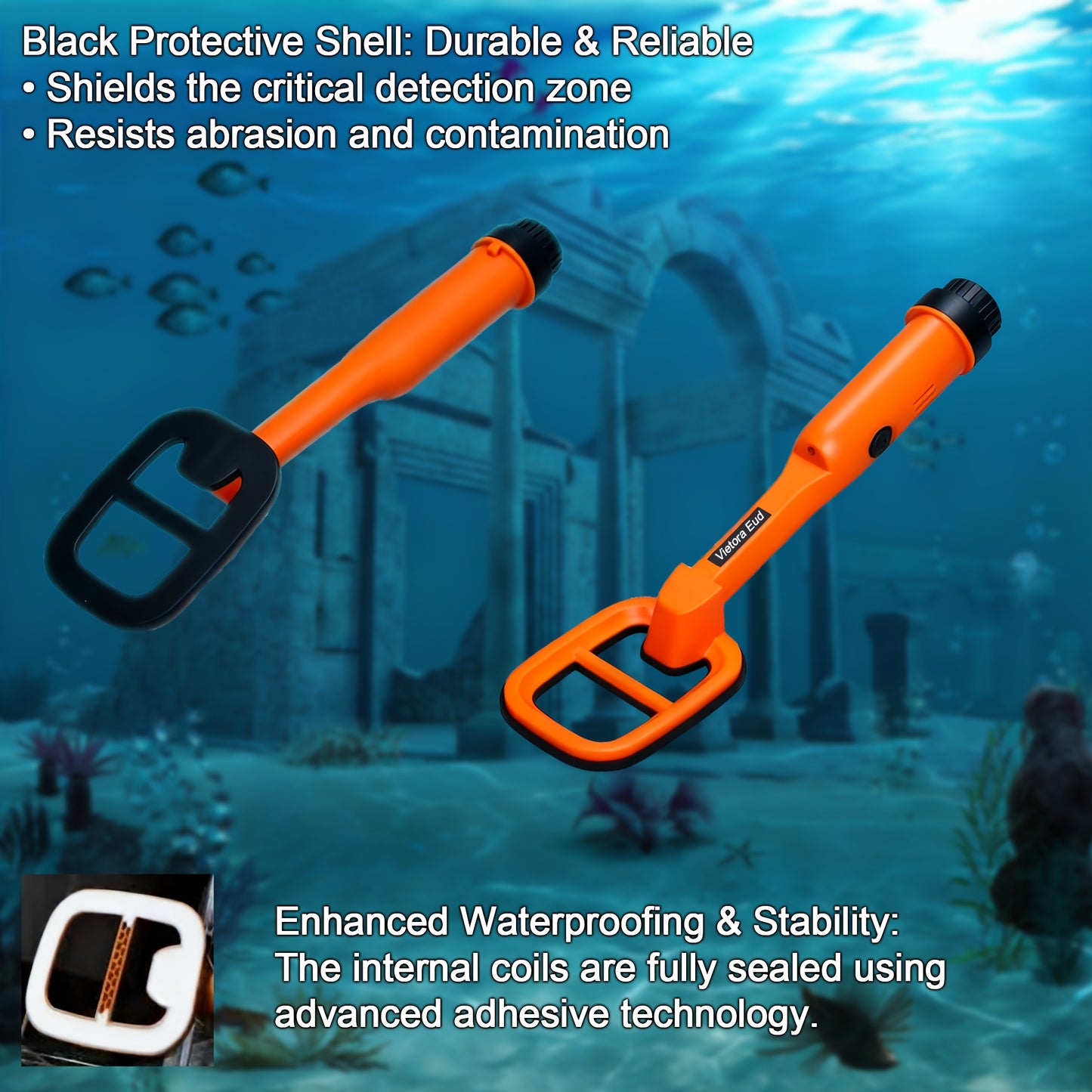 Underwater Metal Detector IP68 Waterproof 100ft Depth for Adults