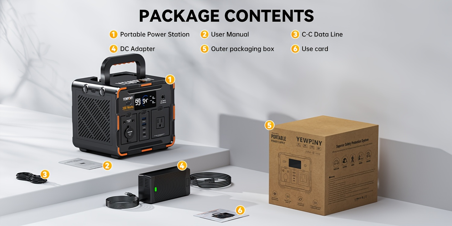 Outdoor Power Station 300W / 600W Fast Charging | 259Wh 599Wh Lithium Solar Generator AC DC USB | Camping Hunting Home Power Outage Backup