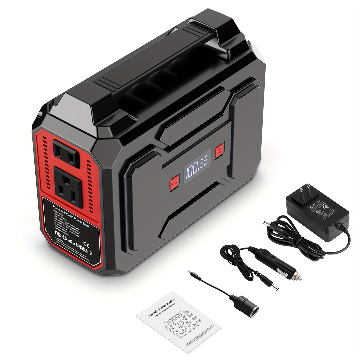Portable Power Station Solar Generator 146Wh/300W | AC Outlet DC USB LED | Camping Emergency Backup Battery Pack Outdoor Charging