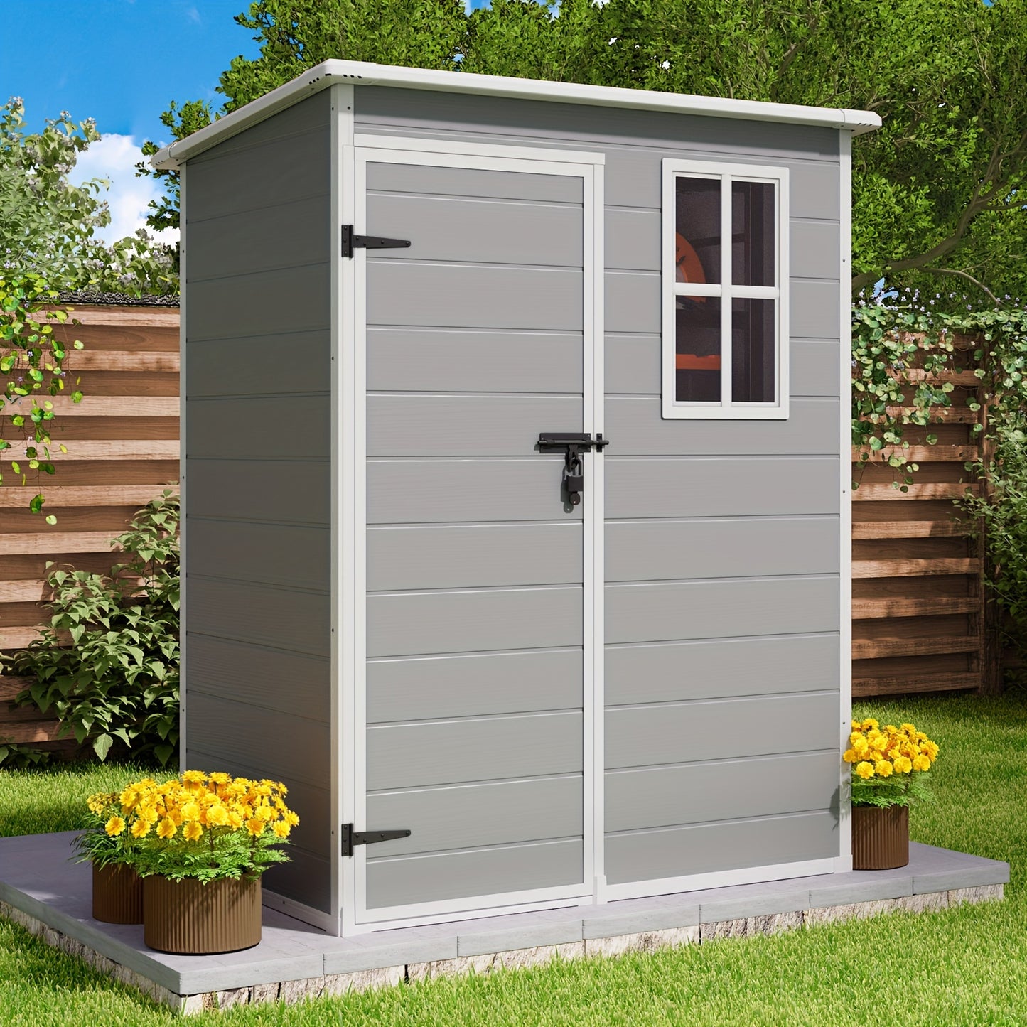 Plastic Garden Shed 5x3 ft Resin Outdoor Storage with Lockable Door