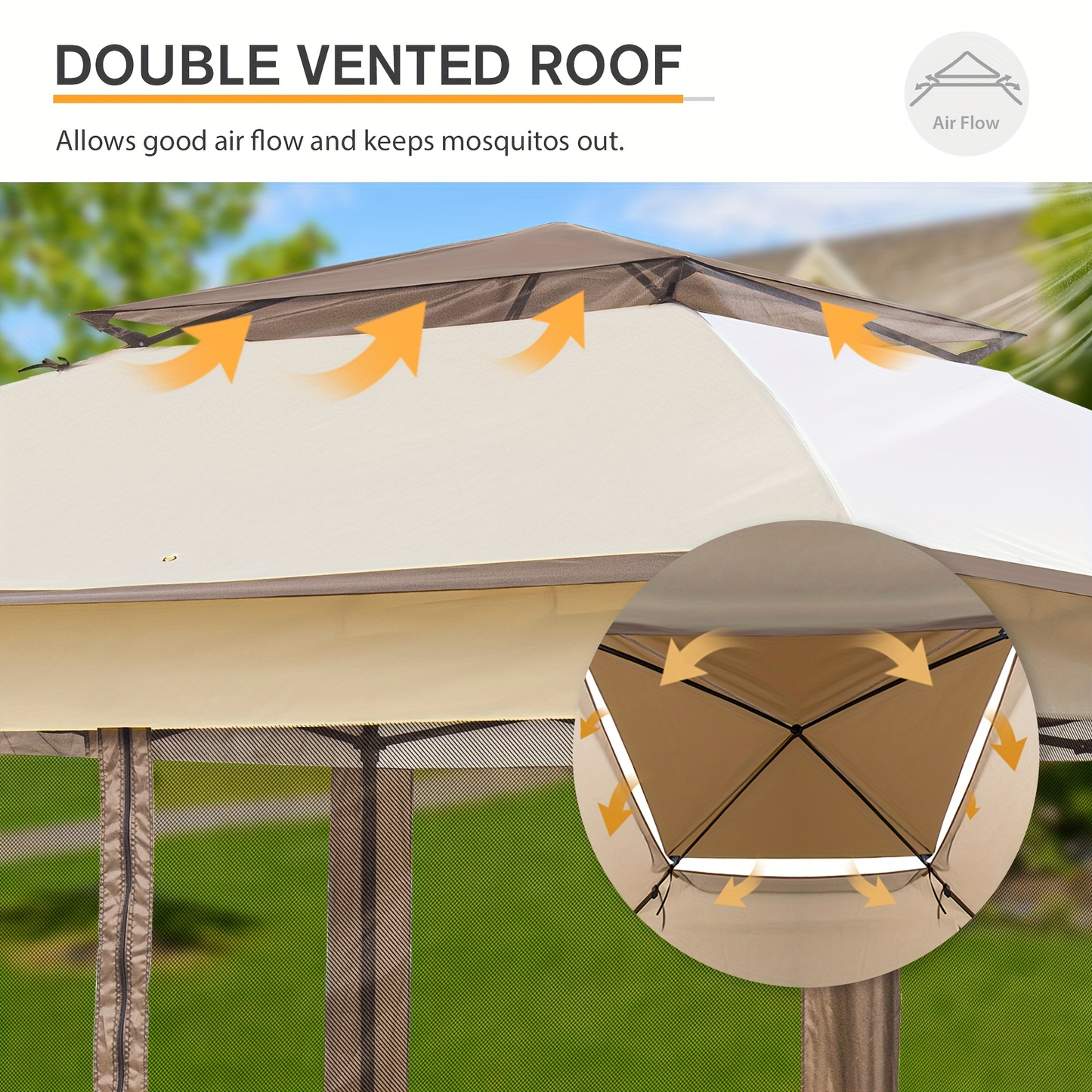 Instant Gazebo Tent 11x11 FT Mosquito Netting No Assembly Required