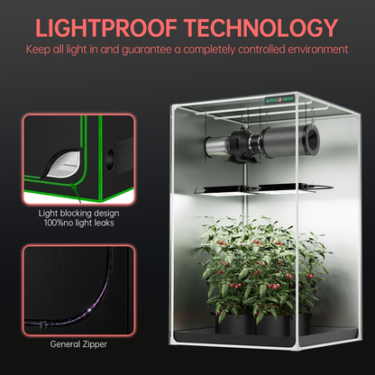 Grow Tent 1680D Thickened Mylar with Observation Window & Floor Tray | Pro-Grade Indoor Hydroponic Growing | 2x2 3x3 4x4 ft Multiple Size Options