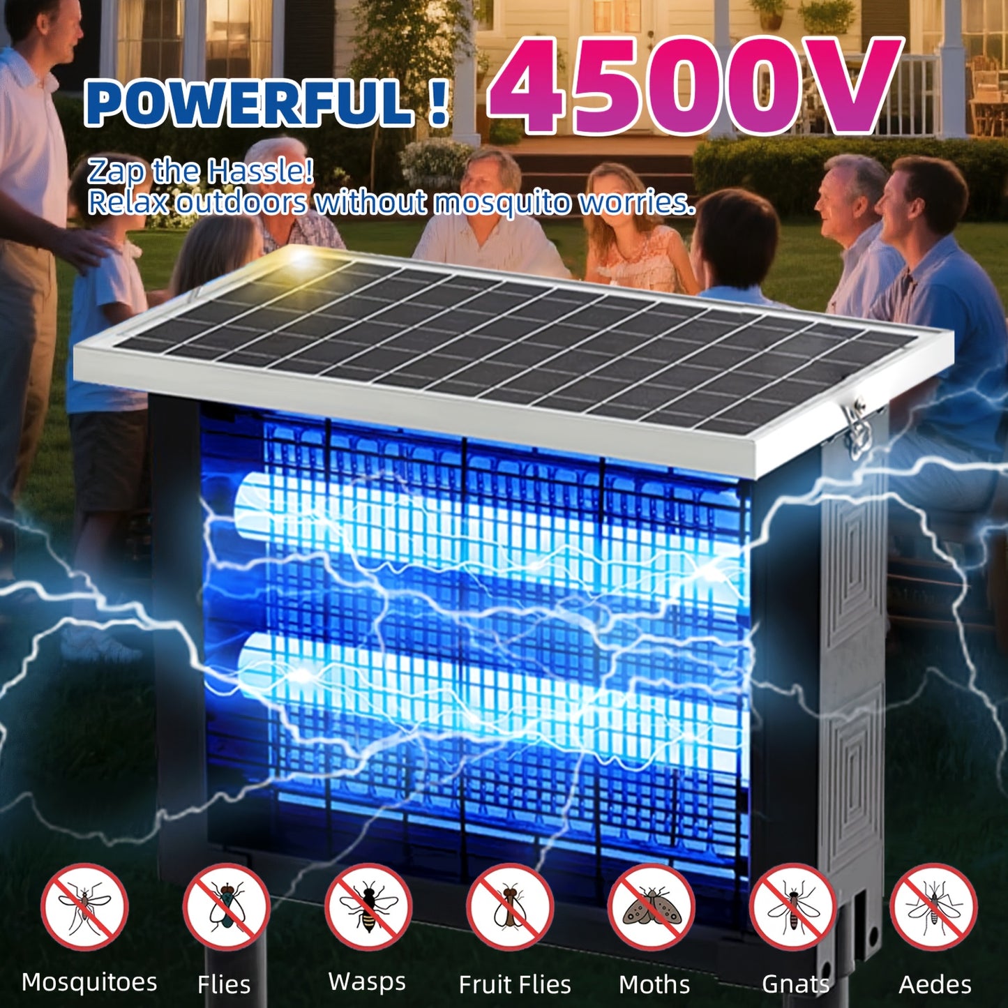Solar Bug Zapper Outdoor Rechargeable | Patio Garden Backyard Camping