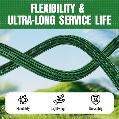 Heavy-Duty Rubber Garden Hose with 9-Function Nozzle | Non-Expandable, Kink-Resistant – 25/50/75/100FT
