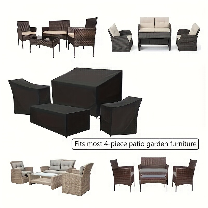 Patio Furniture Cover Set Waterproof Heavy Duty – Loveseat 56"L×30"W×30"H, 2 Chair Covers 32"L×30"W×30"H, Coffee Table Cover 45"L×25"W×13"H