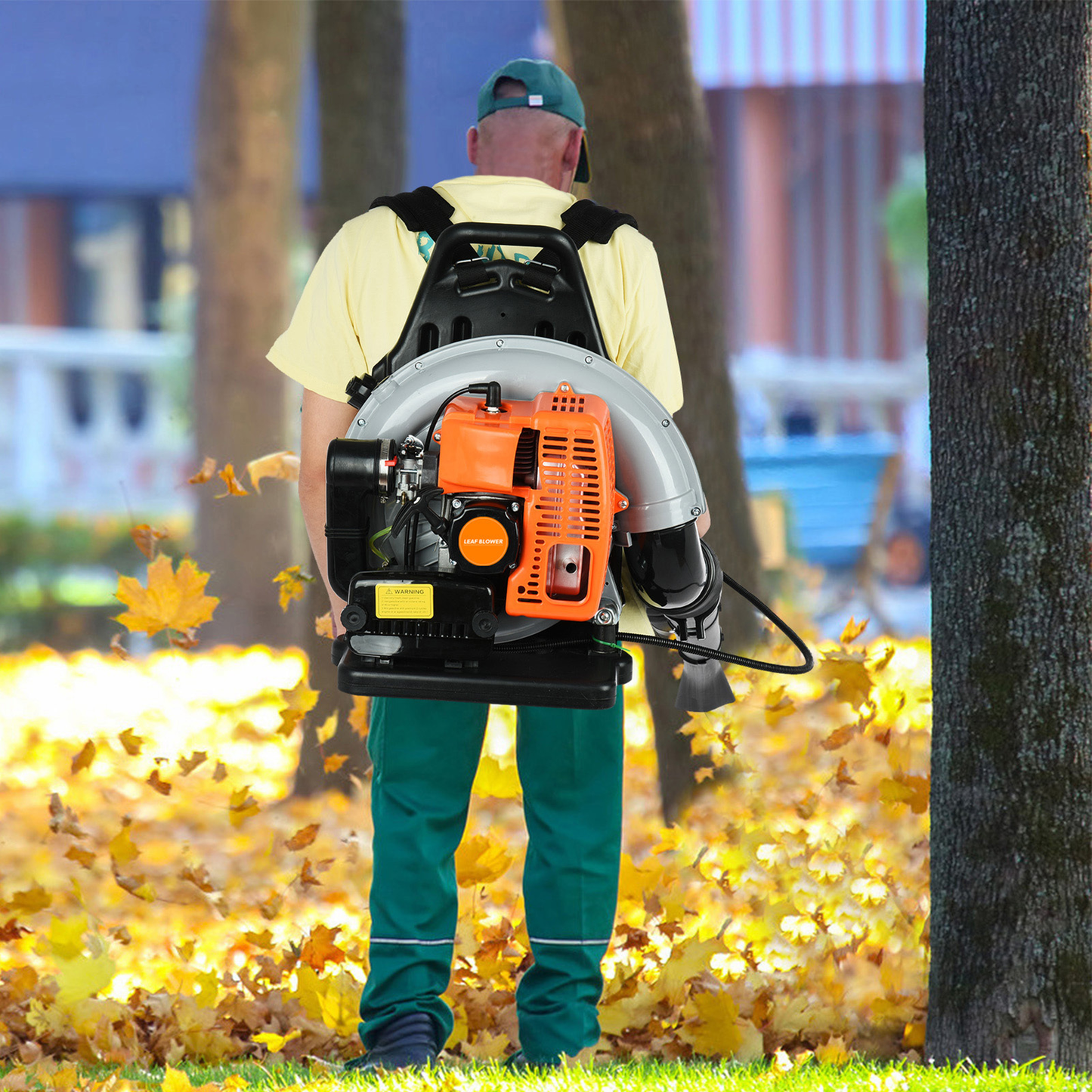 Gas Leaf Blower 2-Stroke Engine, Multi-Purpose High-Power Outdoor Blower for Lawn & Snow Clearing, Adjustable Extension Nozzle, Ergonomic Non-Slip Handle, Lightweight Cordless Design