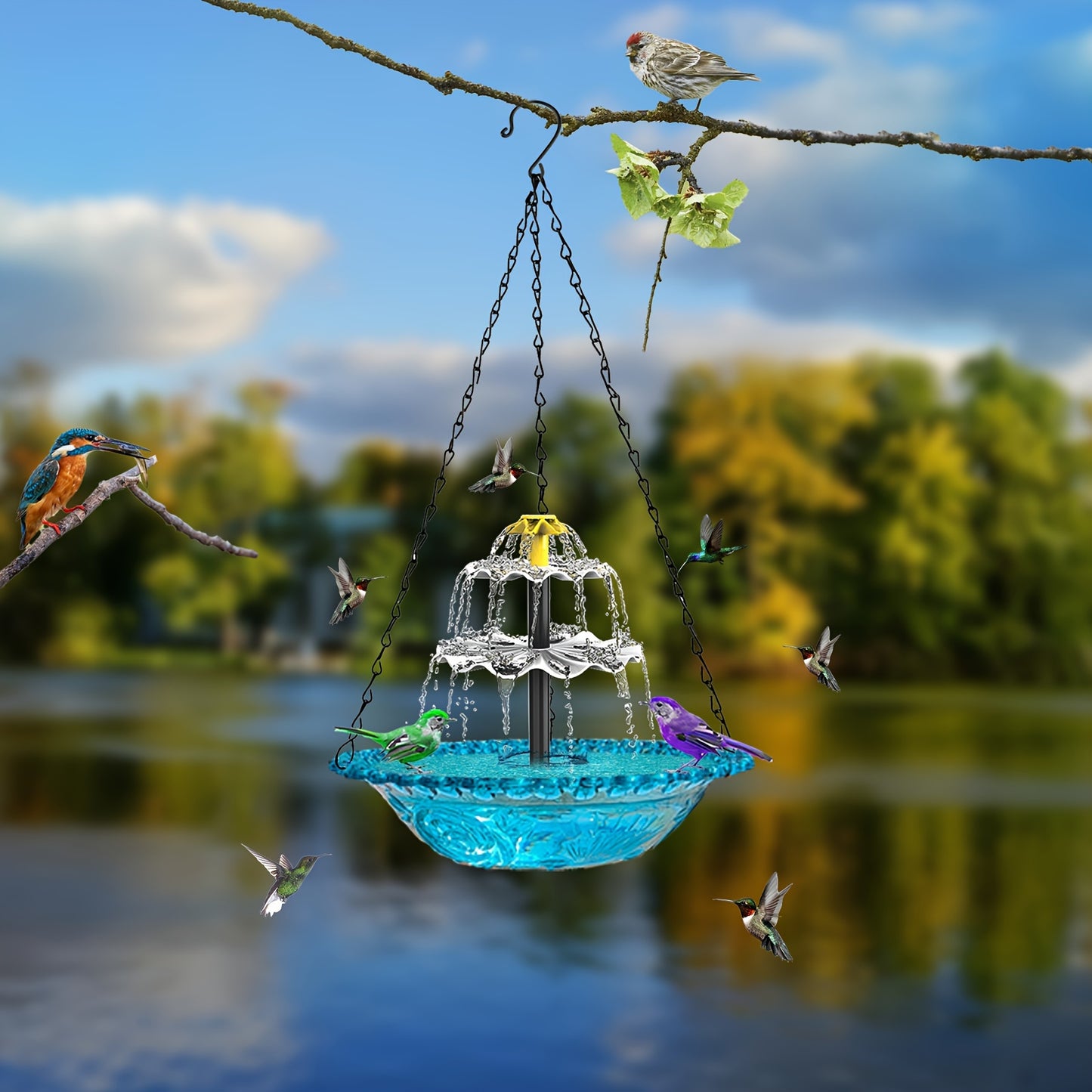 Solar Bird Bath Fountain 3-Tier with Pump – Garden Water Feature
