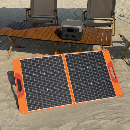 Foldable Solar Panel 200W 23.5% High Efficiency 20V Portable with 2 Brackets Solar Cable for Camping RV Power Station Off-Grid Emergency Power Outage
