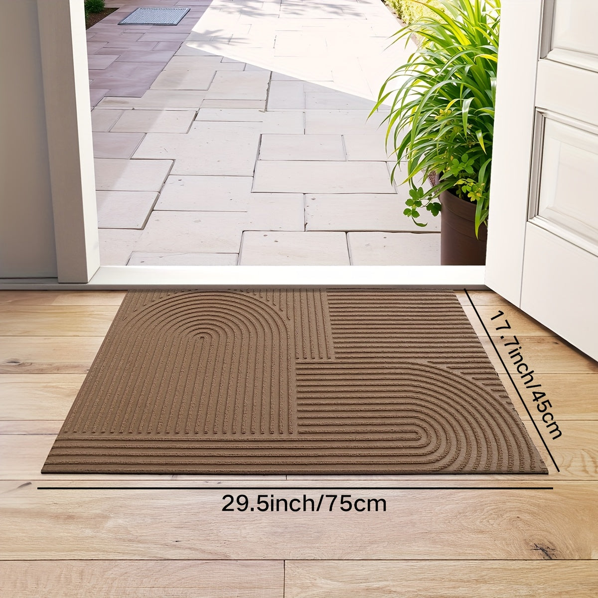 Non-Slip Door Mat Geometric Entryway Rug Indoor Outdoor Low Profile Floor Mat for Front Door Patio Home Decor